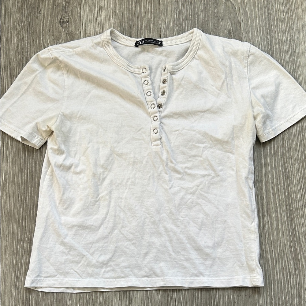 👚3/$20👚 Zara White Babydoll Crop Top T-Shirt